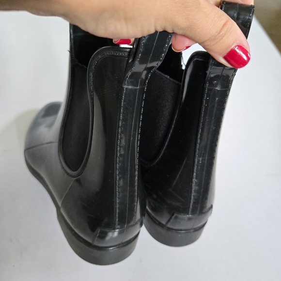 J Crew Chelsea Gloss Rubber Rain Boot Black, womem Size 9 - Picture 3 of 6